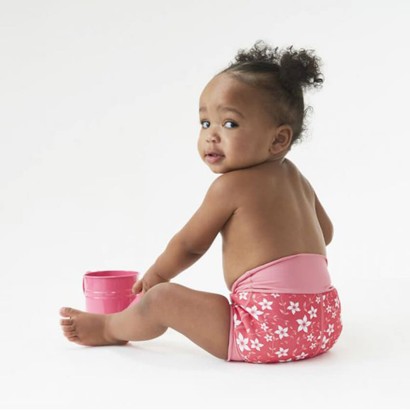 Rosa badebukse for babysvømming - Happy Nappy Pink Blossom